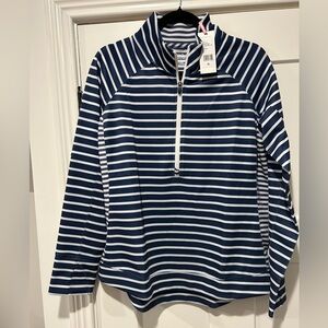 Vineyard Vines navy and white striped performance half zip XL NWT